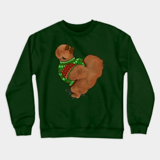 Red Silkie Chicken In An Ugly Christmas Sweater With Bow Crewneck Sweatshirt